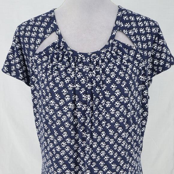 Michael Kors Dress Plus Size 1X Navy Blue Print Stretch Knit Zipper Career New - Picture 8 of 13
